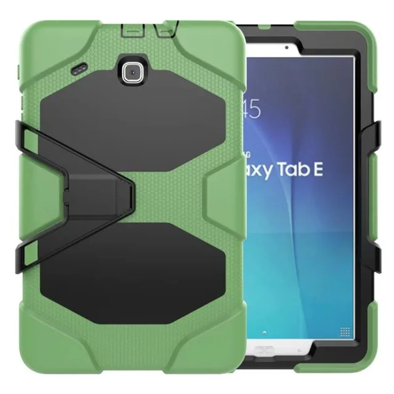 Dark Green Для samsung Galaxy Tab E 9,6 ''T560 T561 планшет противоударный жесткий чехол военный сверхпрочный силиконовый защитный чехол с подставкой - Цвет: Dark Green