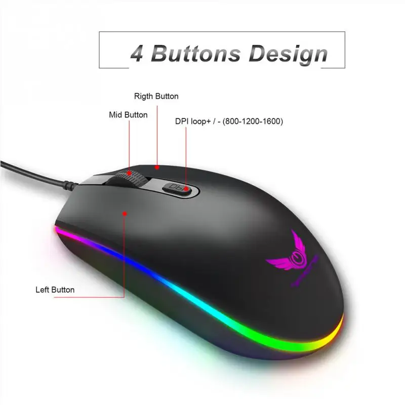 S900 подсветка RGB светодиодный эргономичная оптическая мышь 1600 dpi игровая