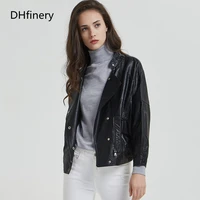 dhfinery leather jacket women 2021 spring and autumn short section slim motorcycle jacket p1801