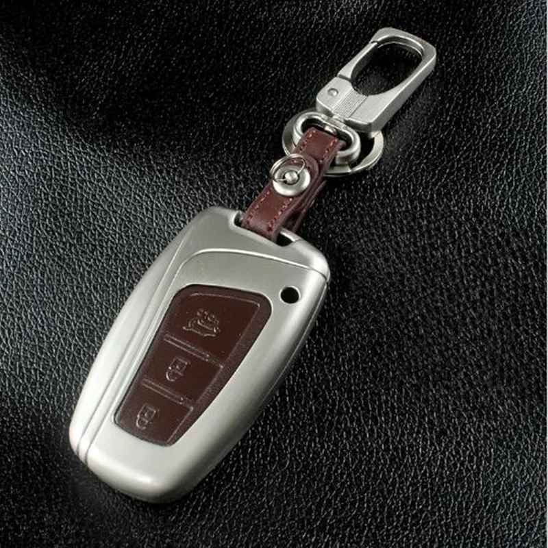 SeiYio Zinc alloy+Leather Car Key Case cover shell For Hyundai Santa Fe (DM) 2013 2014 2015 2016 | Автомобили и мотоциклы