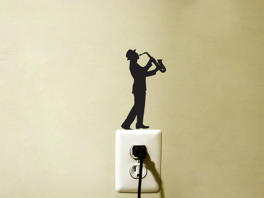 Мужская Стильная Наклейка на стену в виде саксофона и наклейка выключатель света