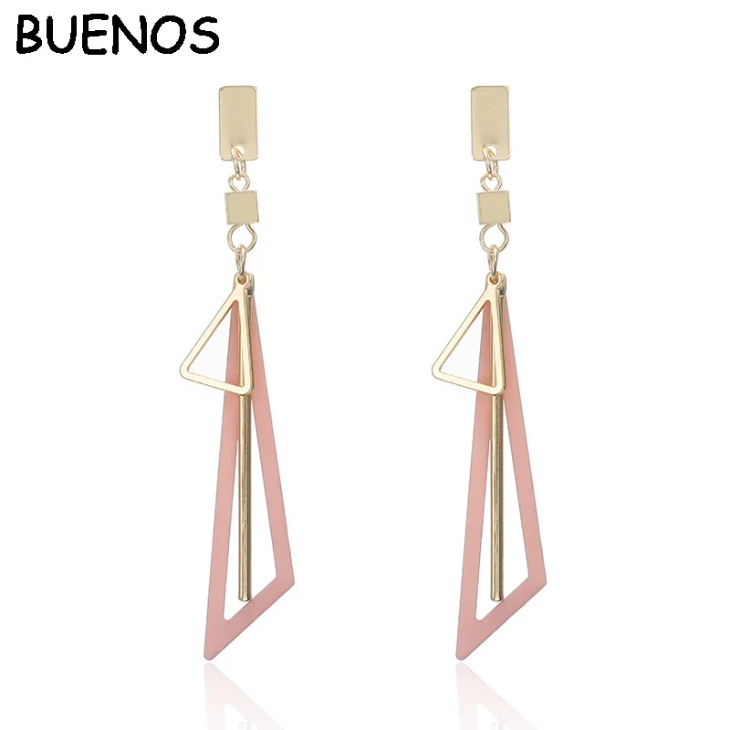 BUENOS новые корейские модные длинные геометрические массивные серьги круглые