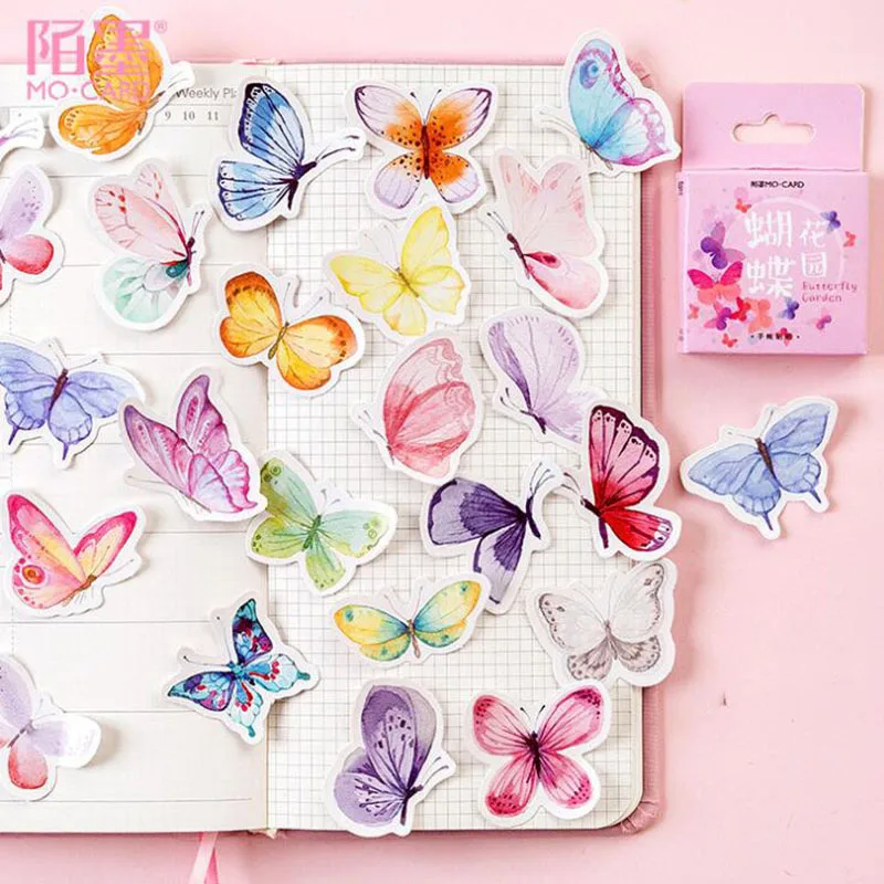 

46Pcs/Box Cute Butterfly Stickers Creative Stationery Stickers Lovely Adhesive Stickers For Kids Diary Scrapbooking Photo Ablums