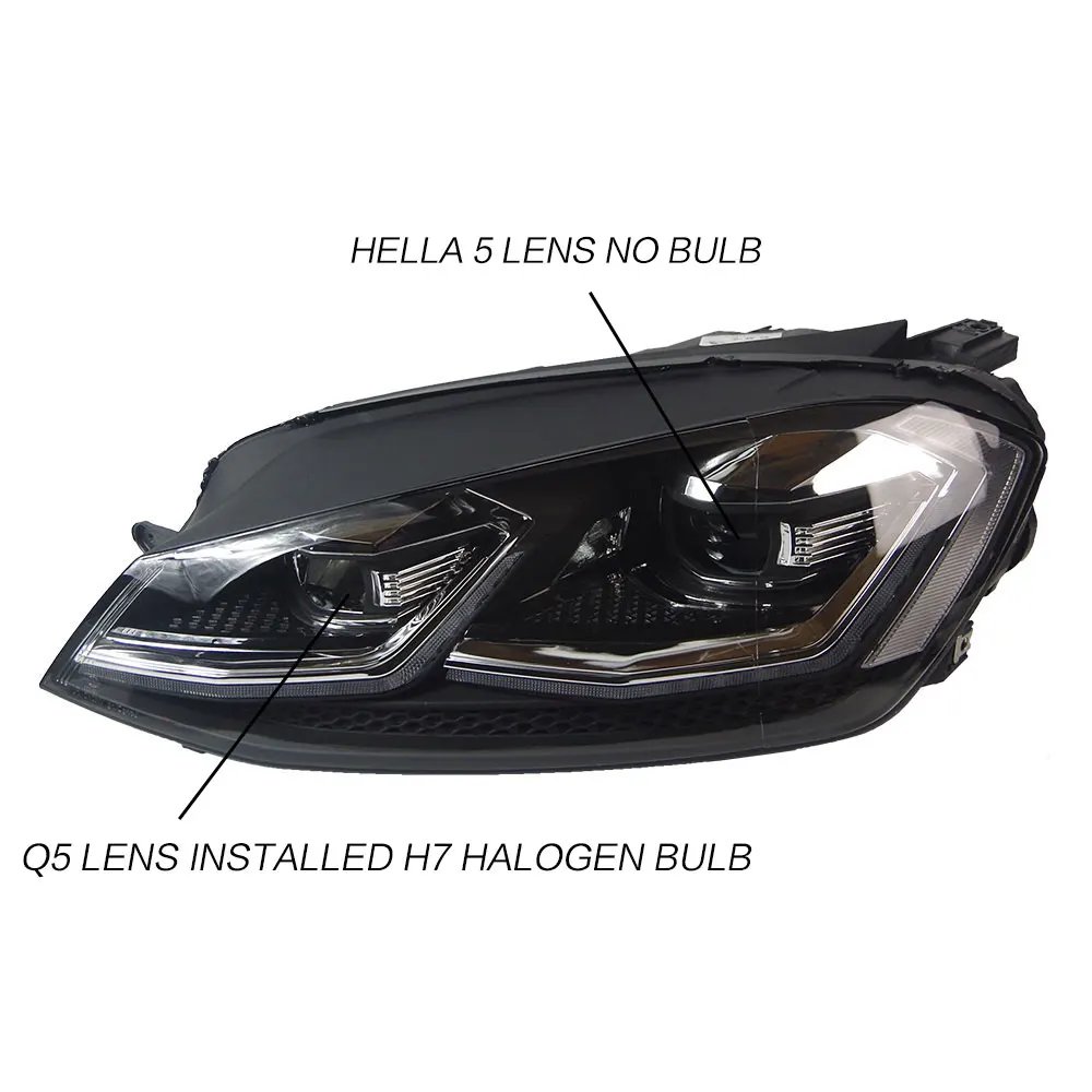 AKD автомобильный Стайлинг для VW Golf 7 MK7 светодиодный налобный фонарь Golf7.5 R LINE Design DRL Hid Dynamic Signal Head Lamp Bi Xenon Beam аксессуары - Цвет: TSI Design No Bulb