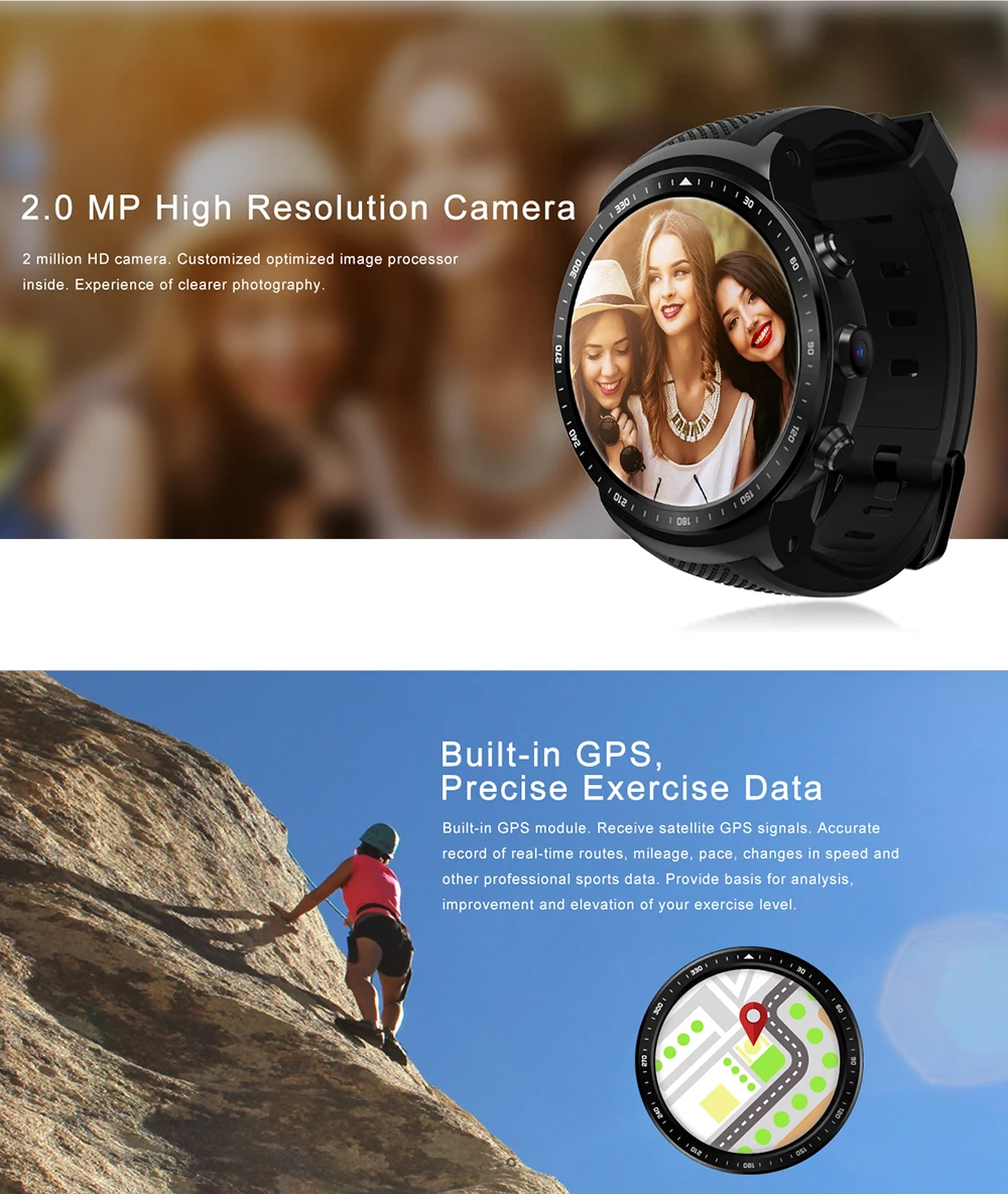 Смарт-часы Zeblaze Thor PRO, SIM, 3G, gps, wifi, Android 5,1, четыре ядра, 1 ГБ, 16 ГБ, 2,0 МП, камера, монитор сердечного ритма, Смарт-часы
