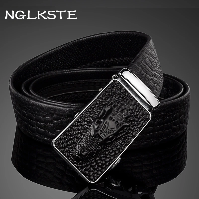 

Designer Leather Strap Male Belt Crocodile lines Automatic Buckle Belts For Men Girdle Belt Waistband ceinture cinto masculino