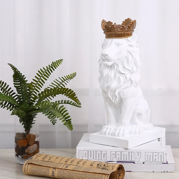 Новинка 2019 креативная Современная Золотая Корона черная статуя льва статуэтка