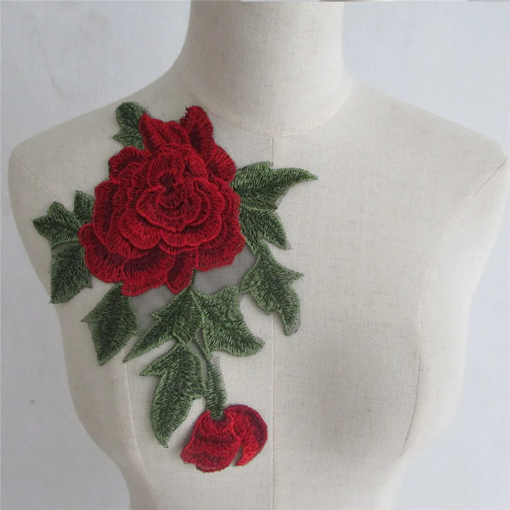 Новый 3D цветок шитье Аппликация Кружева декорированный ошейник костюм Вышивка