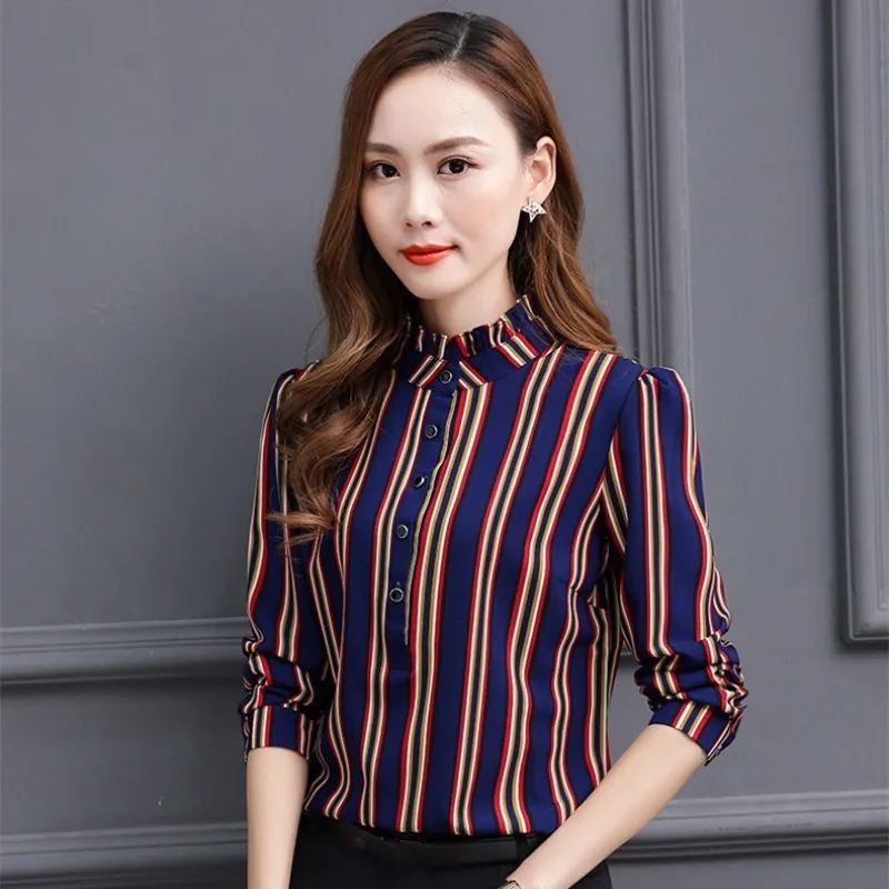 2019 горячая Распродажа весенние офисные женские шифоновые рубашки на пуговицах с