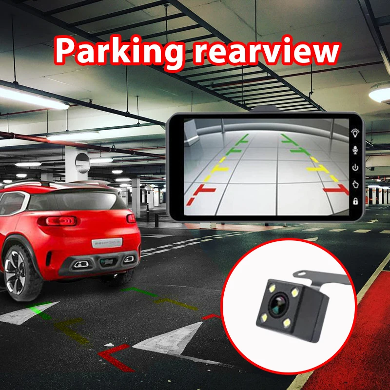 Автомобильный видеорегистратор Dash Cam с двойным объективом Full HD 1080 P 4 &quotips