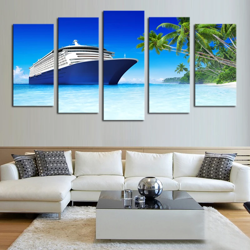 Luxry без рамки 5 панелей роскошный Круизный корабль фотография с видом на море