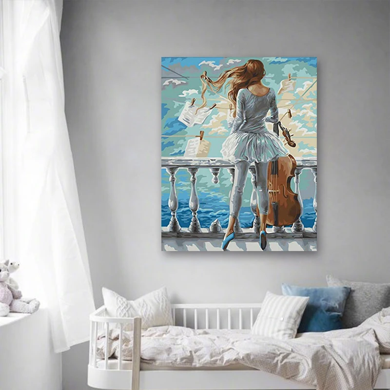 Paint by numbes краска по номерам музыкальный инструмент королева картина DIY холст масляная краска ing домашний декор для гостиной произведение искусства