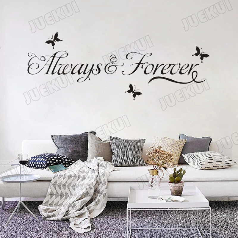 Наклейки на стену с цитатами Always & Forever Butterflies для украшения гостиной домашними декоративными постерами из винила TA487.