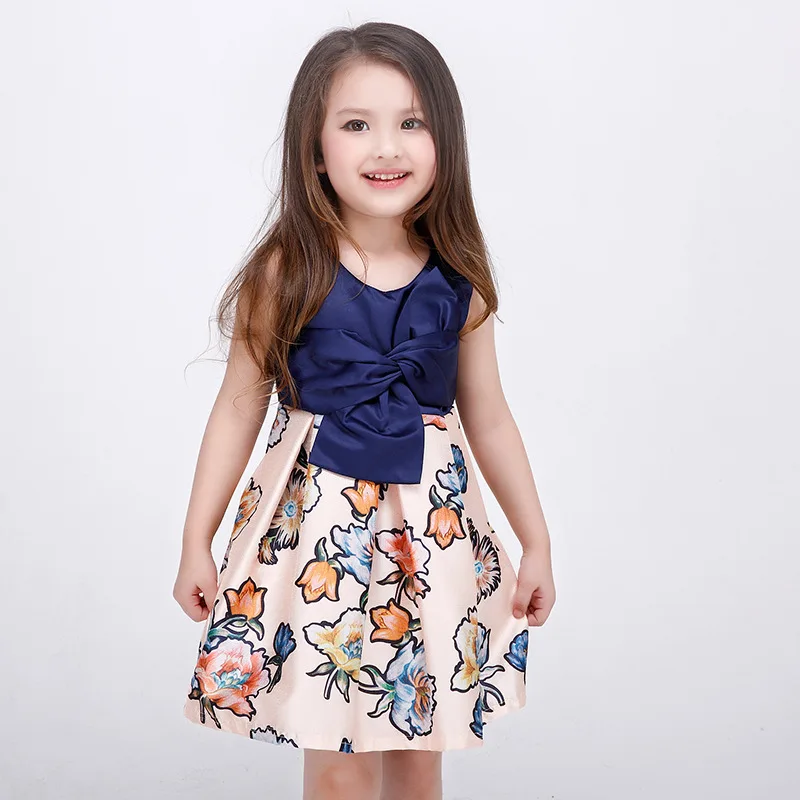 Spring and summer girls dress Children Girls Dress Print Ball Gown Fashion Wedding Party Kids Dresses YWA-86027 | Детская одежда и