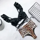 Сексуальное гофрированное бикини с высокой талией 2020, женский леопардовый купальник, костюм из двух частей, купальный костюм, купальный костюм 5103