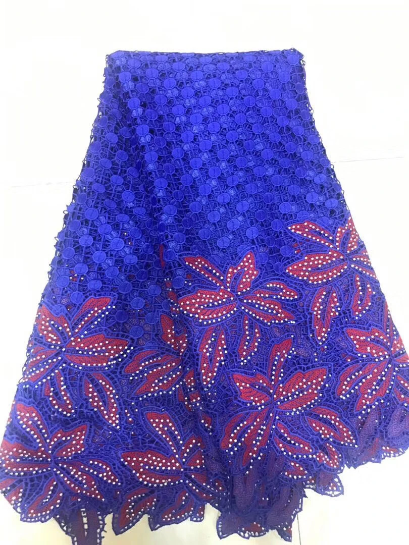 high quality african cord lace fabric chemical water soluble guipure blue fashion LYY906A | Дом и сад