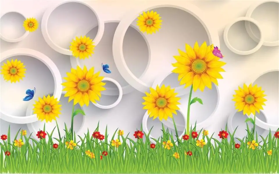 3D-обои на заказ фотообои с изображением подсолнуха дивана фона для телевизора в