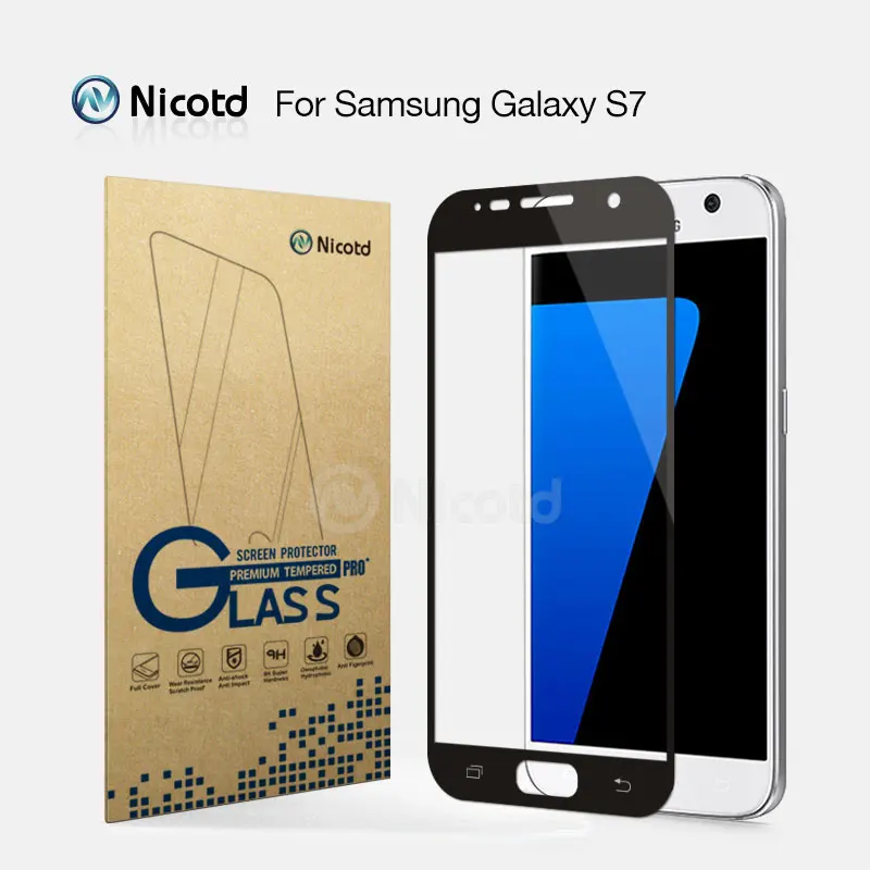 Никотд 2.5D полное покрытие закаленное стекло для samsung S7 G9300 G930F G930FD G930W8 5," Противоударная защитная пленка