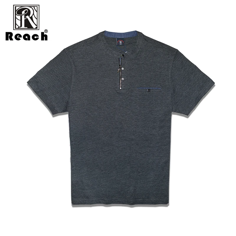 Reach Для мужчин футболки хлопковая Футболка короткий рукав лето с карманом