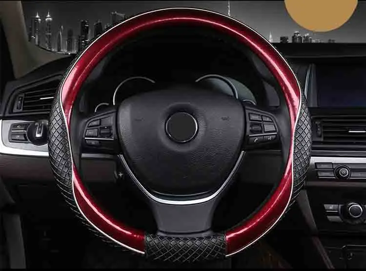 3D спортивные Чехлы рулевого колеса автомобиля Микро волоконная Кожа двухцветный чехол на руль авто аксессуары для интерьера черный синий