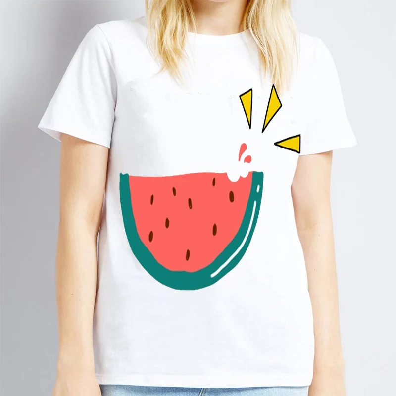 Новое поступление плюс Размеры Летняя мода арбуз короткий рукав с милым принтом