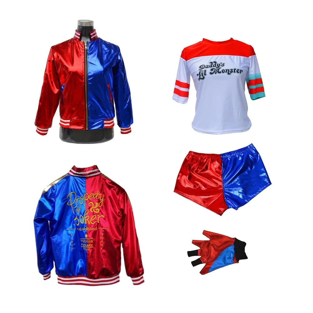 suicide cosplay costumes squad харли куинн monster t shirt coat jacket pants bracelet belt necklace