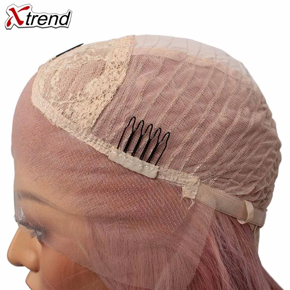 Xtrend синтетический парик на кружеве Длинные розовые медные красные фиолетовые оранжевые Зеленые Белые парики для черных женщин волнистые волосы женские Peruca