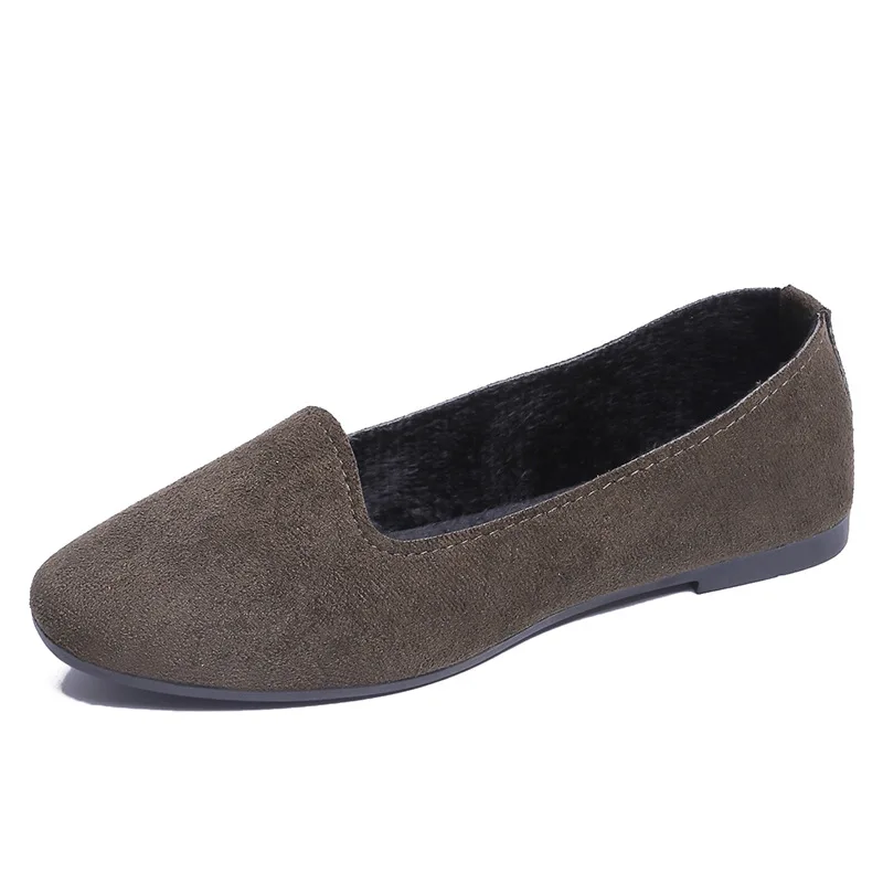 Plardin Fashion Flock Women's Flats For New Summer Slip-On Round Toe Casual Flat Shoes Basic ballet Shoes Woman Size Plus - Цвет: Армейский зеленый