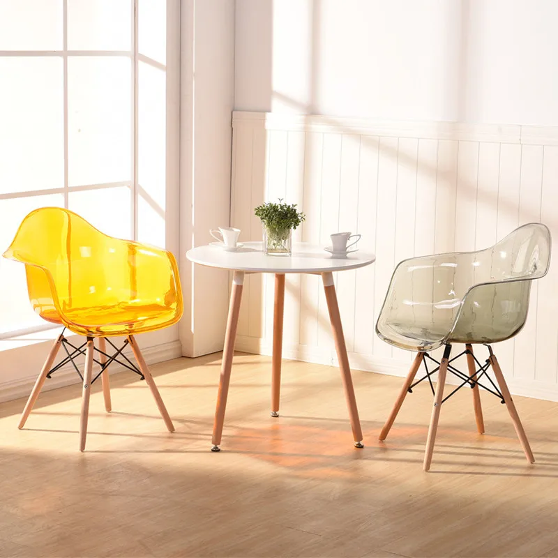 29%Simple Modern Home Back Dining Chair Plastic Chair Transparent Backrest Lounge Chair Meeting Office Coffee Shop