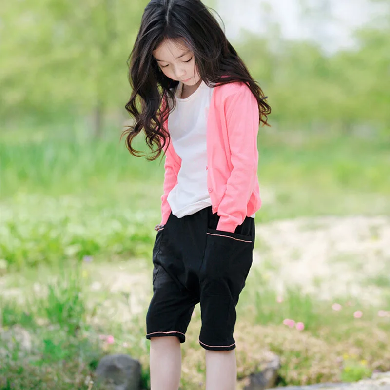 Кардиган для девочек весенне летний однотонный хлопковый свитер маленьких