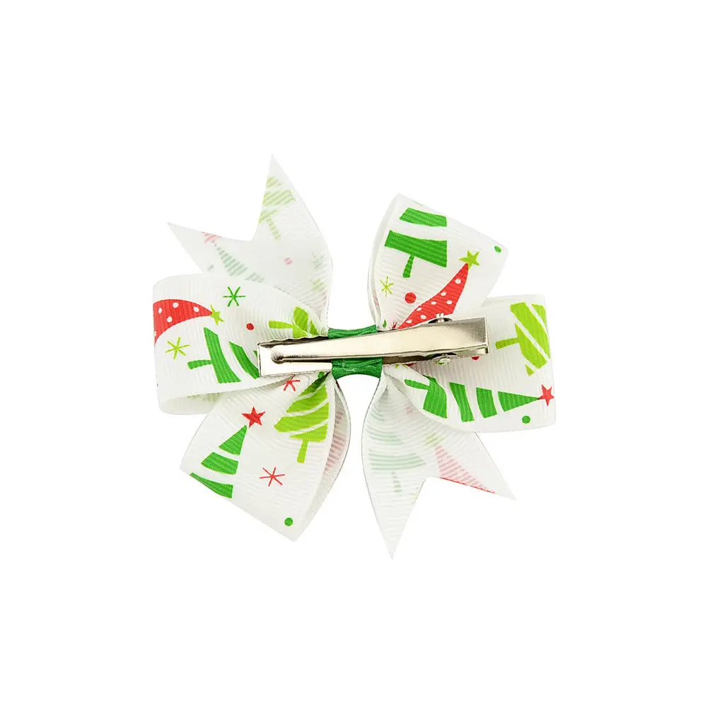 Santa Handmade Bow Hair Clip Alligator Clips Girls Christmas Hairgrips Bows Ribbon Kids Sides Accessories | Детская одежда и обувь