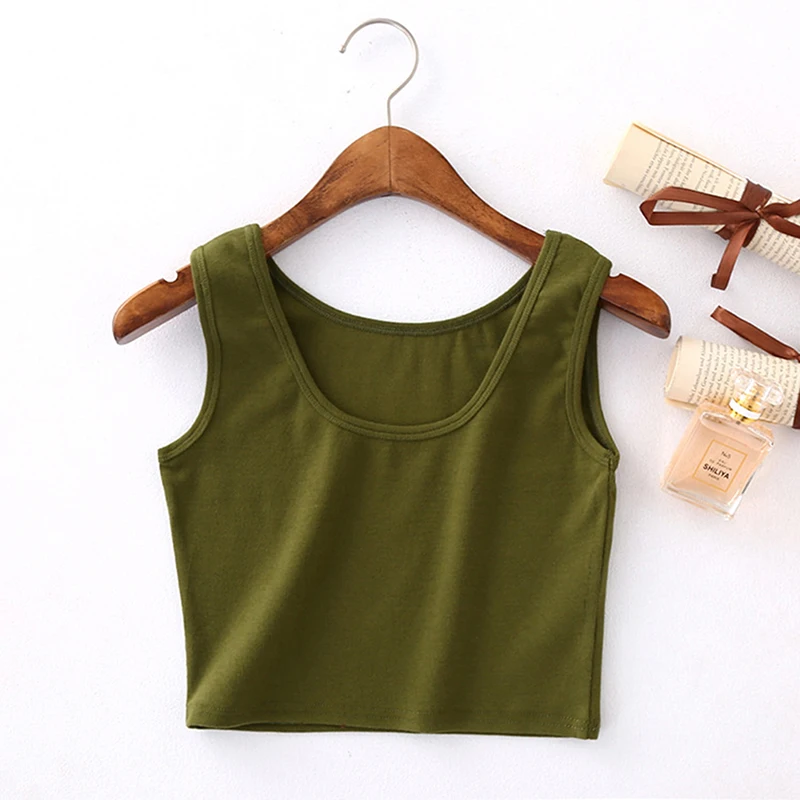 Женский короткий топ без рукавов однотонный Повседневный Топ для