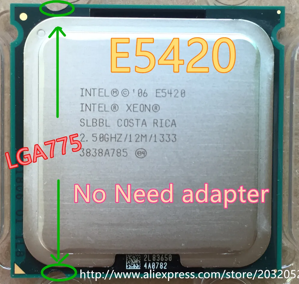 Процессор Intel Xeon E5420 2 5 ГГц/12 МБ/1333 МГц/80 Вт аналогичный процессору Core Quad Q6600 Q9300