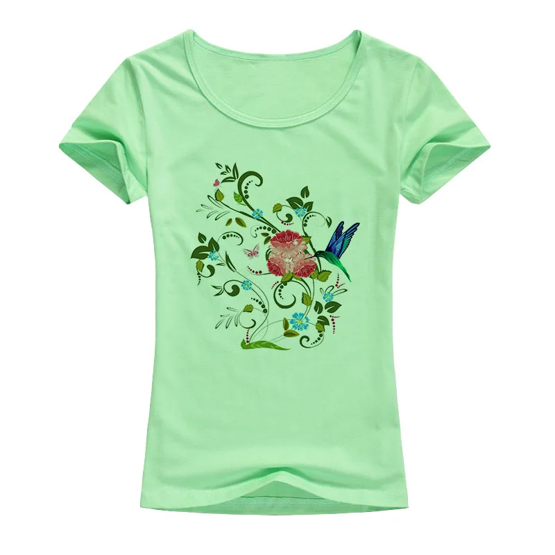 2017 летняя футболка с креативным дизайном принтом цветов и птиц забавная модная