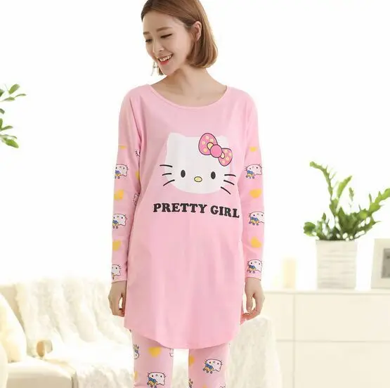 Горячая новинка Hello kitty стильные женские корейские милые пижамы свободные с