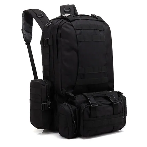 MAGCOMSEN, мужской рюкзак, 600D, нейлон, водонепроницаемый, военный, армейский, MOLLE, Рюкзак Camo 55L, большая емкость, походные, дорожные сумки для ноутбука, BL-03 - Цвет: Black