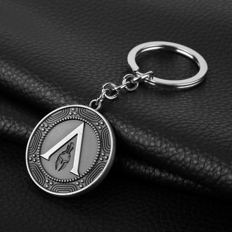 keychain Игра Assassins Creed Одиссея брелок копье Леонида кожаный веревочный Кулон Ожерелье Мужчины Женщины Ювелирные изделия сувенир подарок - Цвет: keychain