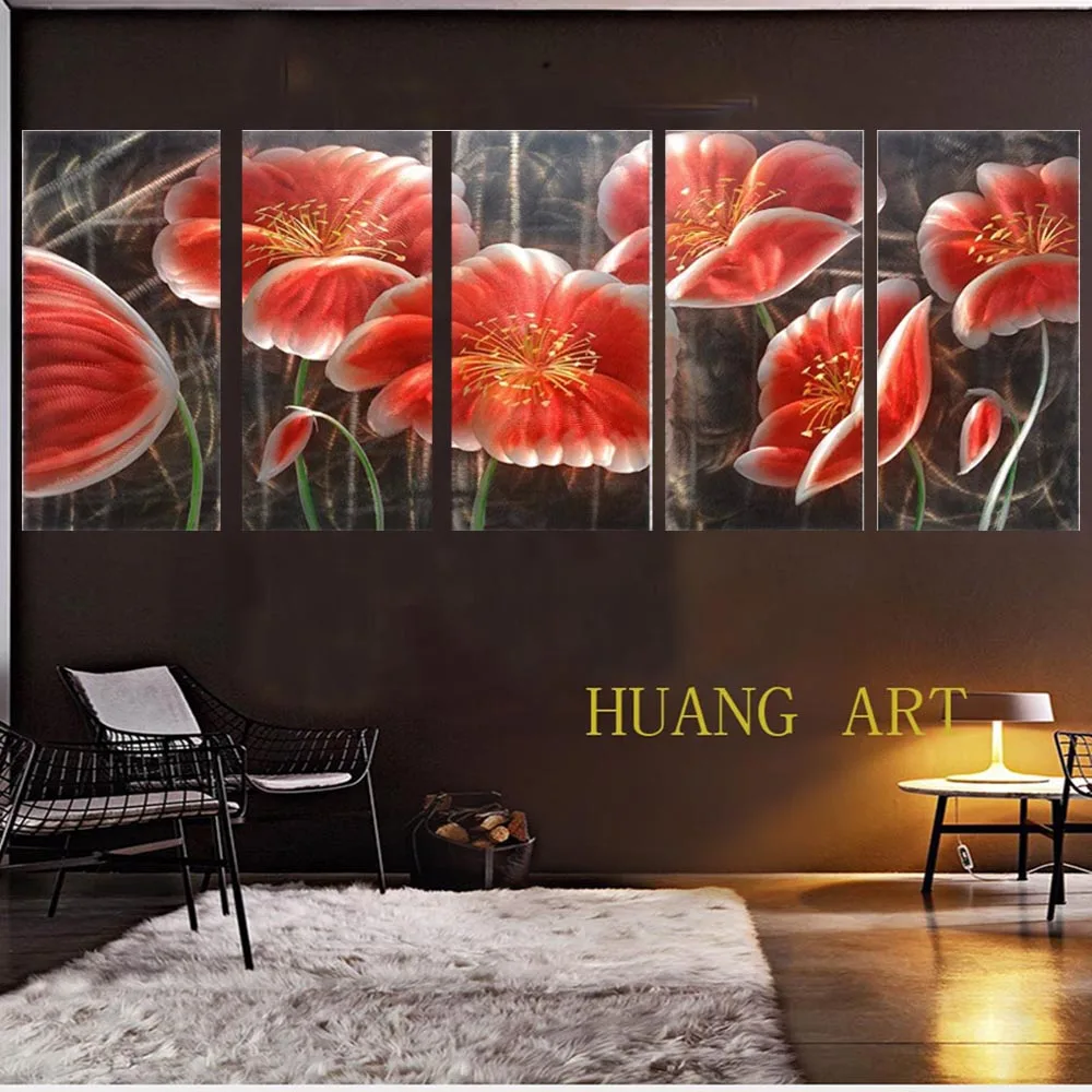 Kopen Bloemen Grote Muurschildering Decoratie Decoratie Naar Het Hotel De Abstracte Moderne Opknoping Muur Outdoor Decoratieve Kunsten 5 P Rood