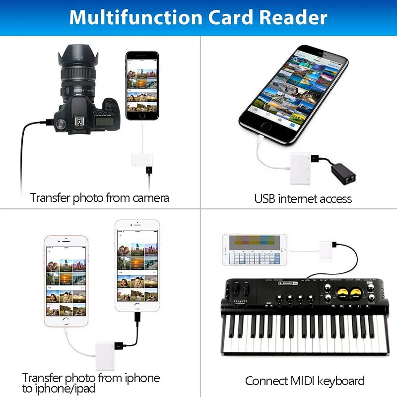 Reilim OTG USB адаптер для камеры lightning к micro SD TF кард-ридер комплект для iphone ipad для apple ios 13 конвертер