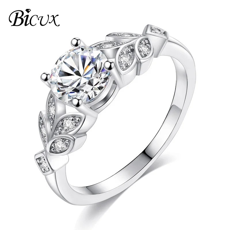 BICUX Модное Элегантное золотистое серебряное кольцо с кристаллами для женщин и
