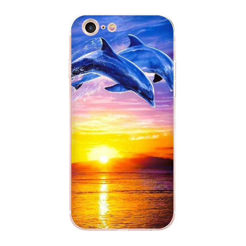 Мягкий чехол для телефона MaiYaCa Jumping Dolphin in tne moonlight and sunset ocean Apple iPhone 8 7 6 6S Plus X 5 5S SE 5C 4