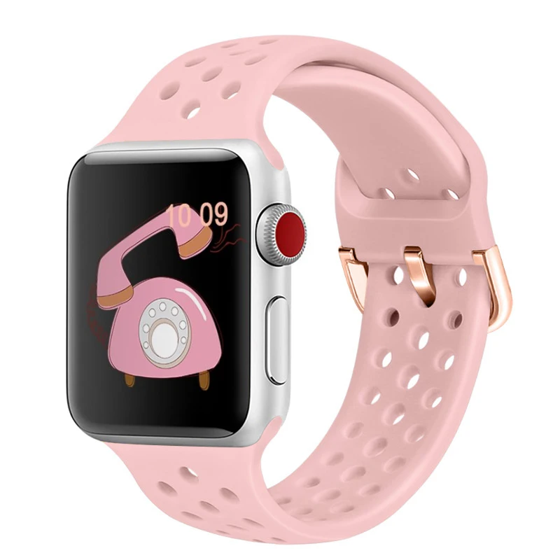 Сменный ремешок для Apple Watch 5 4 40 мм 44 мм мягкий силиконовый спортивный дышащий резиновый ремешок для iWatch серии 5 4 3 2 1 38 мм 42 мм - Цвет ремешка: Color 2
