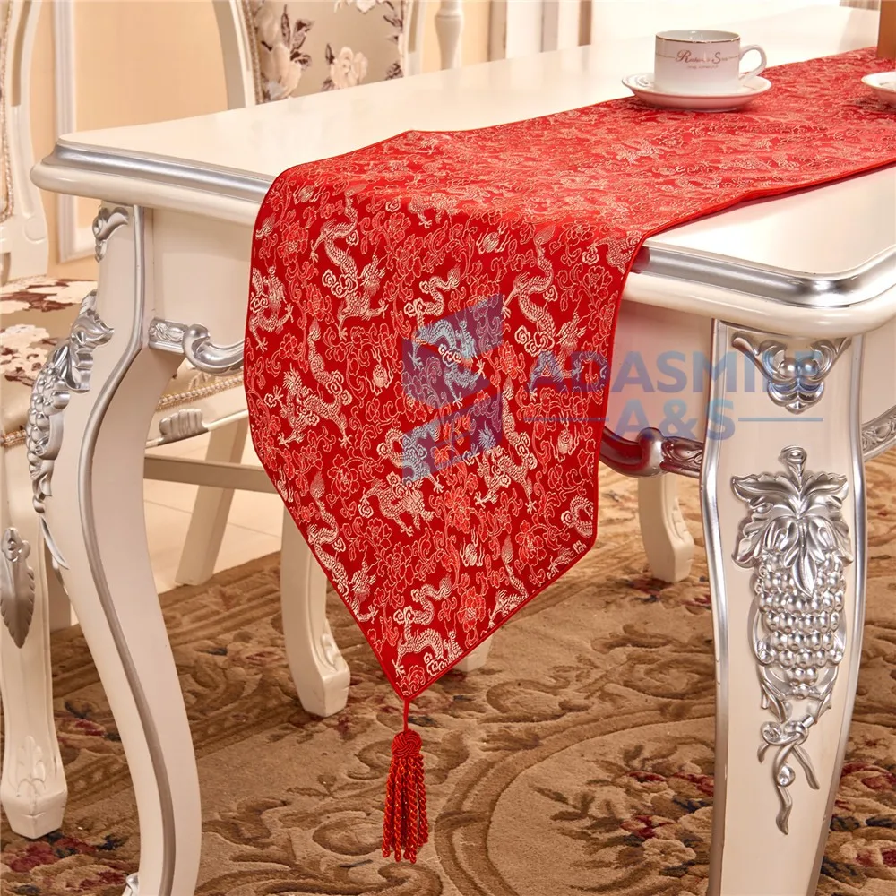 Китайский дракон настольная дорожка вышитые украшения обеденный стол флаг