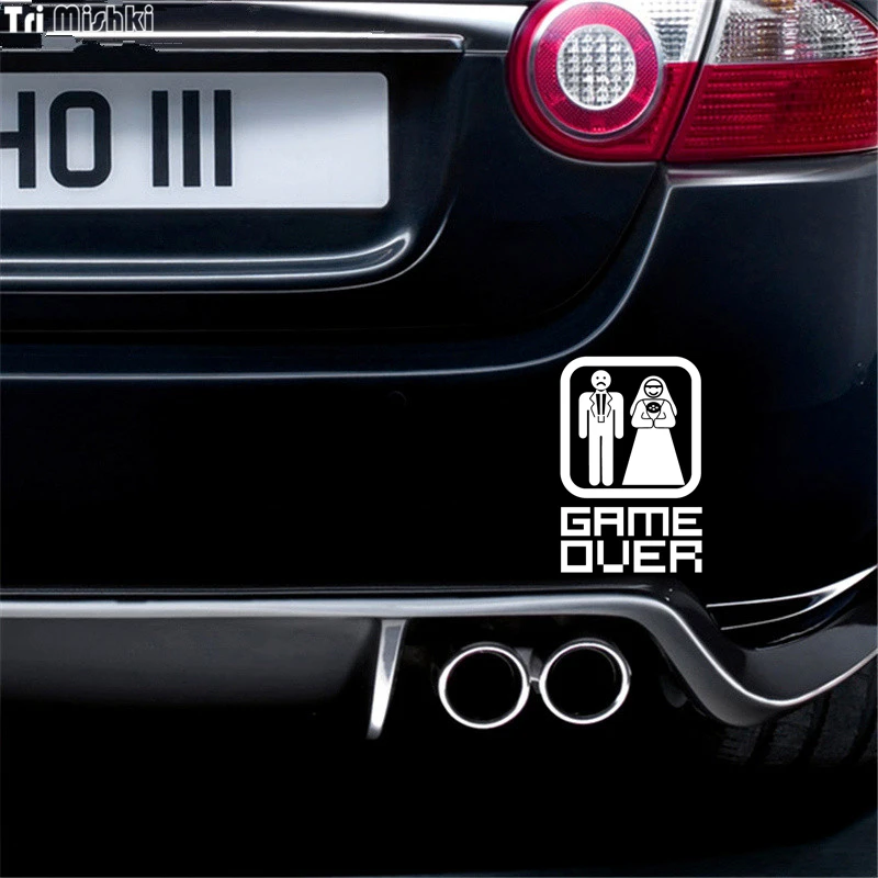 Tri Mishki HZX086 20*13.3cm car sticker auto game over funny Vinyl Decals Accessories | Автомобили и мотоциклы