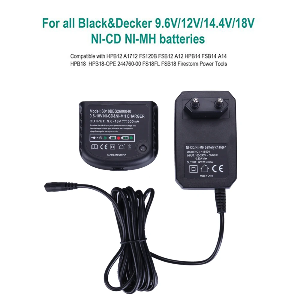 Замена Зарядное устройство для BLACK&DECKER 9,6 в-18 в A12 A12-X HPB18-OPE HPB18 HPB14 HPB12 HPB96 NI-CD металл-гидридных или никель батарея Зарядное устройство