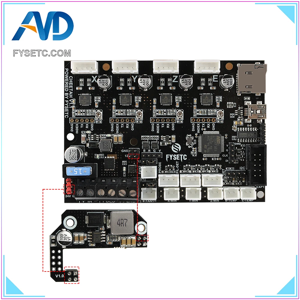 Cheetah Addon 24 В до 12 В Модуль поддержка бега 12 в RGB и вентиляторы для Creatlity CR10 Ender-3 Ender 3 Pro Ender 5 3d части принтера