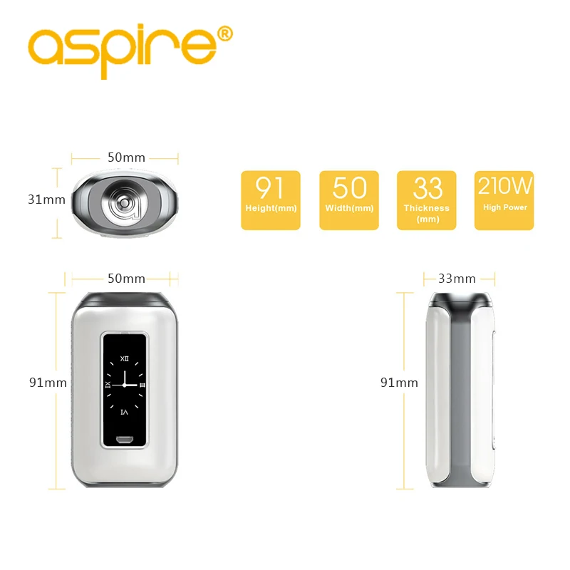 Aspire SkyStar 210 Вт Vape мод электронная сигарета коробка мод fit Revvo Танк испаритель электронная сигарета(без батареи 18650