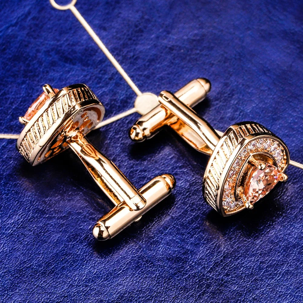

MAISHENOU Shirt Cufflinks for Men's with Crystal Brand Luxury Cuff links Buttons wedding color gold High Quality Jewellery