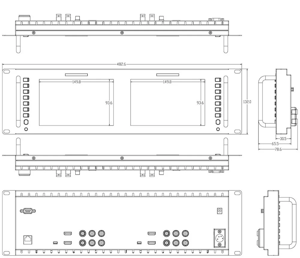 Feelworld D71 7 дюймов ips 3RU камера lcd 3G-SDI HDMI вход выход в стойку монитор " 1280x800 вещания уровень качества монитор