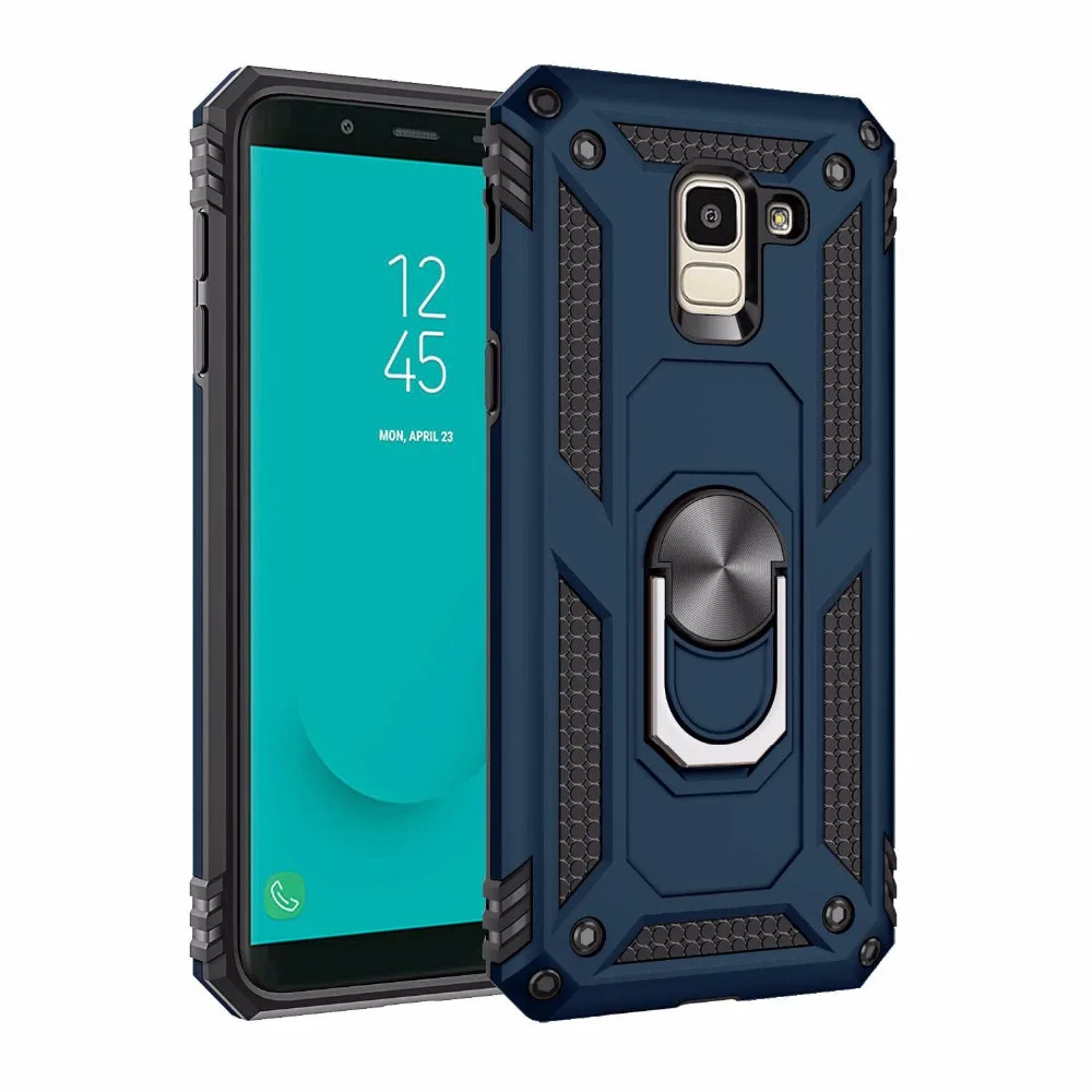 For Samsung Galaxy A6 A8 Plus 2018 case Holder Stand Armor Hybrid Magnetic Bracket Finger Ring Cover J6 J8 A7 A750 A9 | Мобильные
